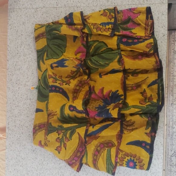 FARM Rio Tropical Tapestry Ruffle Miniskirt in Yellow SZ L NWT - Picture 6 of 8